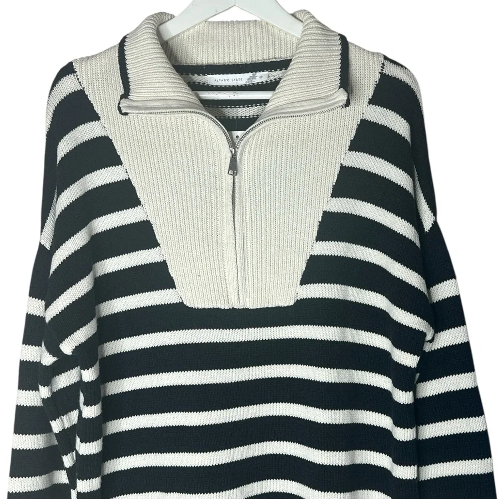 Altar’d State Striped Black and White Sweater Dress Size Medium